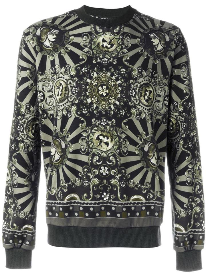 Dolce & Gabbana Carretto Siciliano Print Sweatshirt, Men's, Size: 48, Green, Cotton