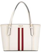 Bally Stripe Studded Tote Bag, Women's, White, Leather