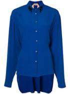 No21 Embellished Collar Shirt, Women's, Size: 46, Blue, Silk/acetate