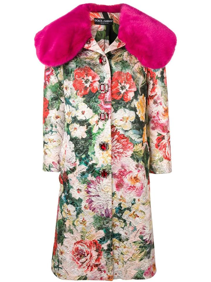Dolce & Gabbana Jacquard Single Breasted Coat - Pink