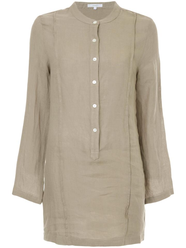 Venroy Mandarin Collar Shirt Dress - Green