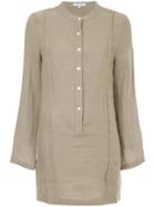 Venroy Mandarin Collar Shirt Dress - Green