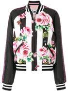 Dolce & Gabbana Rose Print Bomber Jacket - Black