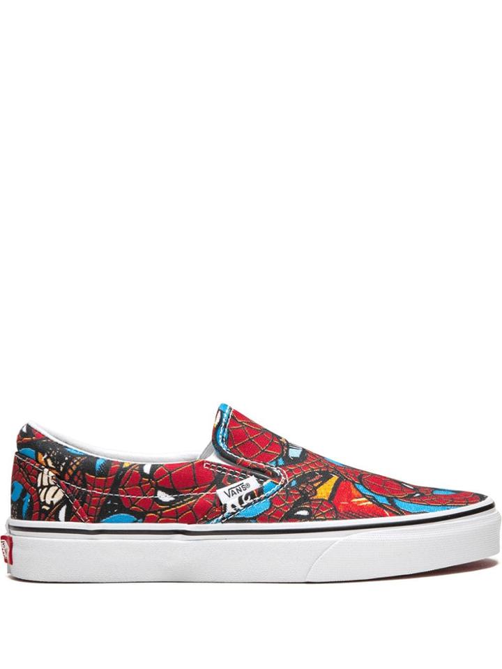 Vans Classic Slip On Spiderman Sneakers - Red