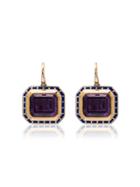 Alice Cicolini 14k Yellow Gold Tile Amethyst And Silver Earrings -