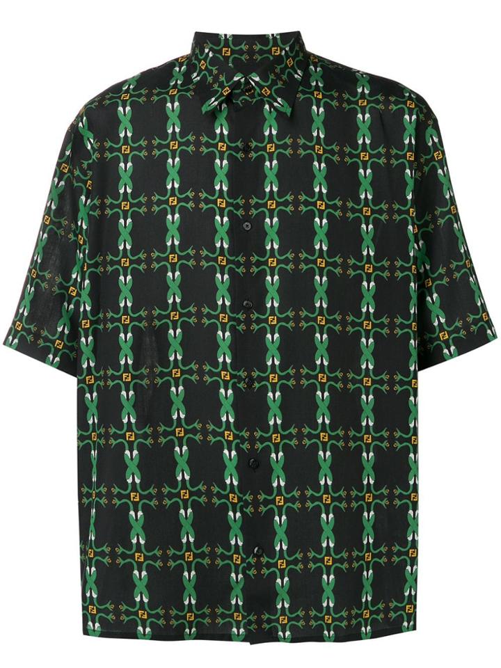 Fendi Snake Print Shortsleeved Shirt - Black