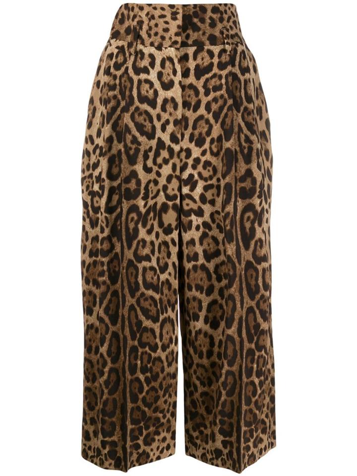 Dolce & Gabbana Cropped Leopard Trousers - Brown