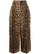 Dolce & Gabbana Cropped Leopard Trousers - Brown
