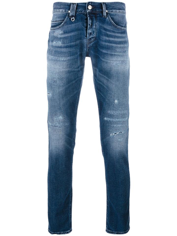 Cycle Distressed Slim-fit Jeans, Men's, Size: 32, Blue, Cotton/polyurethane