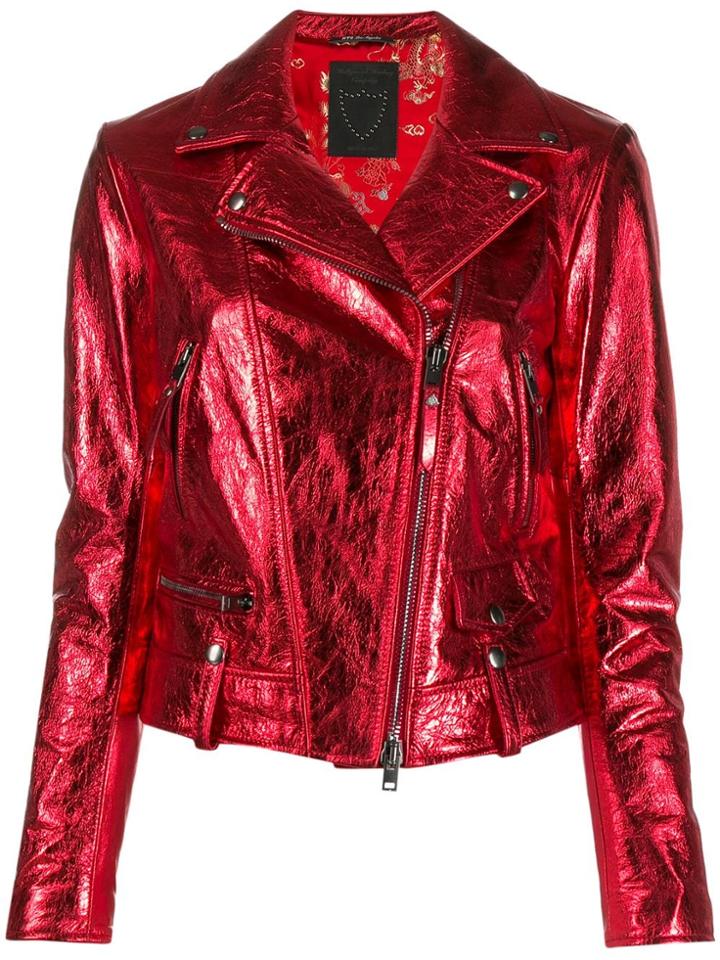 Htc Los Angeles Metallic Eva Biker Jacket - Red