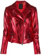 Htc Los Angeles Metallic Eva Biker Jacket - Red
