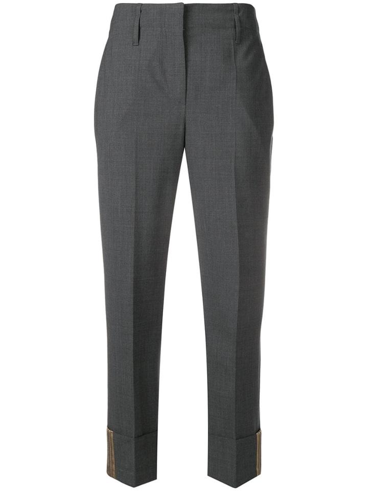 Brunello Cucinelli Cropped Fitted Trousers - Grey