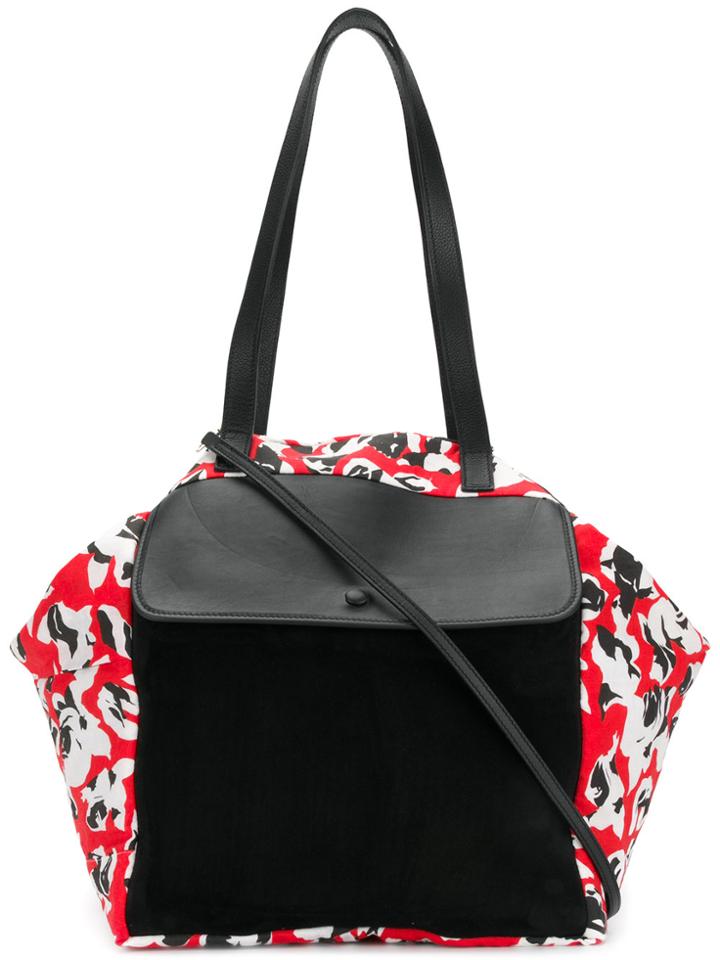 Carmina Campus Floral Colour-block Tote - Black