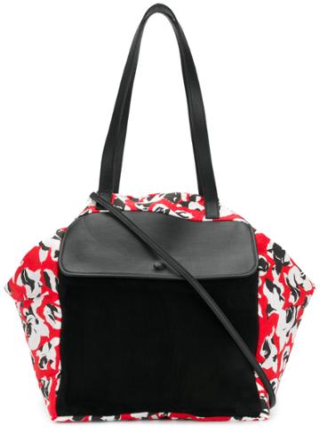 Carmina Campus Floral Colour-block Tote - Black