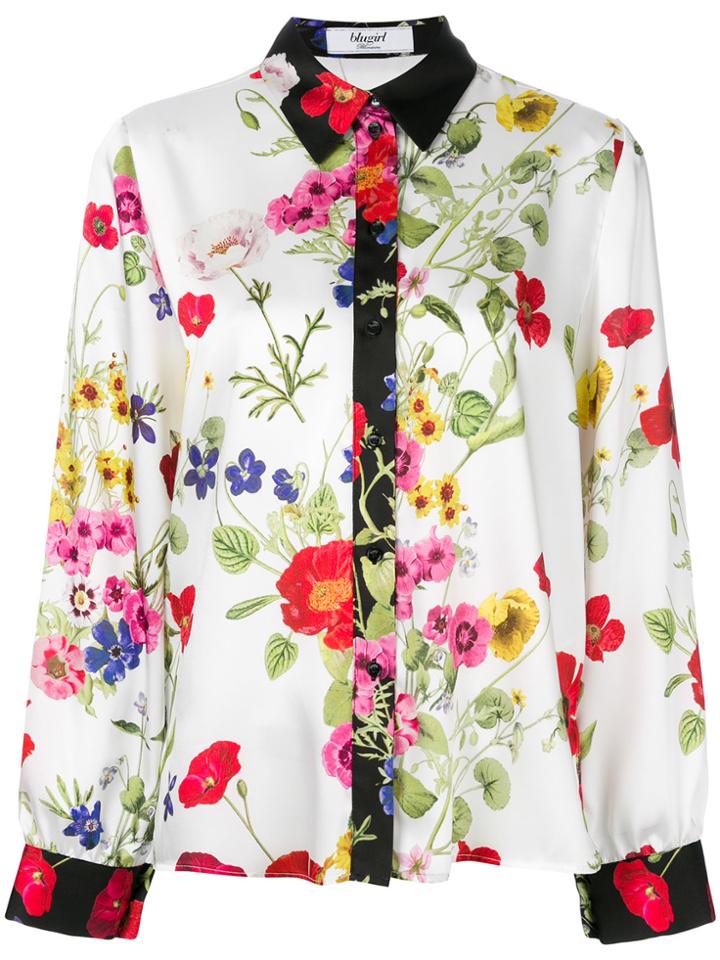 Blugirl Poppy Print Contrast Shirt - White