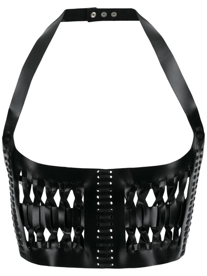 Manokhi Lattice Halterneck Corset Belt - Black