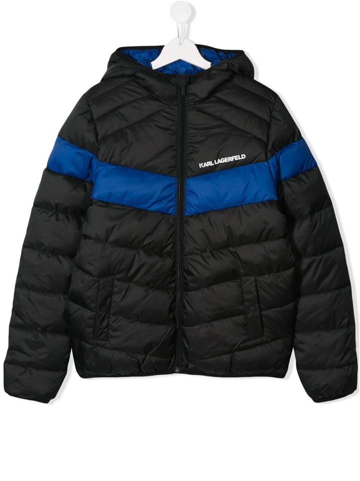 Karl Lagerfeld Kids Teen Panelled Padded Jacket - Black