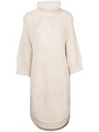 Chloé - Open Knit Rollneck Tunic - Women - Acetate/wool/alpaca - Xs, Nude/neutrals, Acetate/wool/alpaca