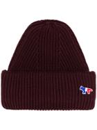Maison Kitsuné Ribbed Knit Beanie - Red