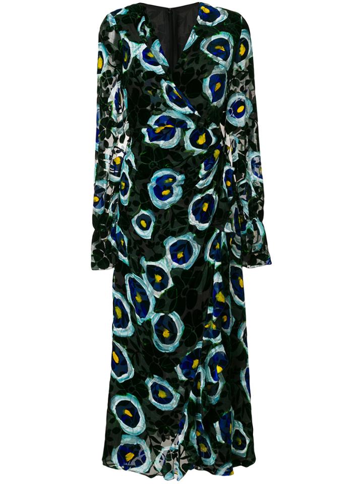 Talbot Runhof Floral Velvet Dress - Blue