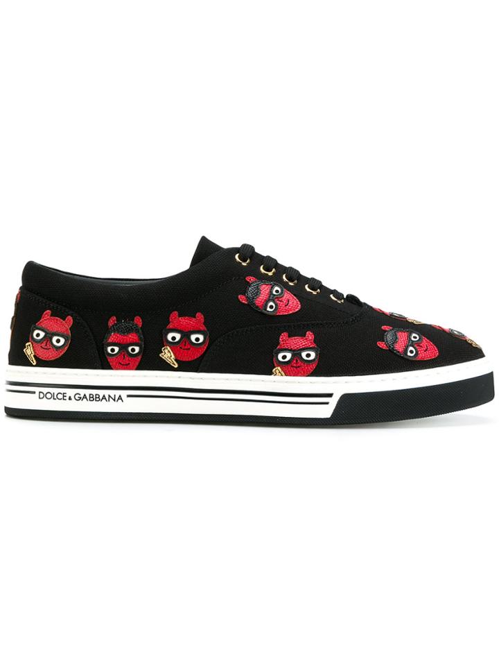 Dolce & Gabbana Devil Designer Patch Brooklyn Sneakers - Black