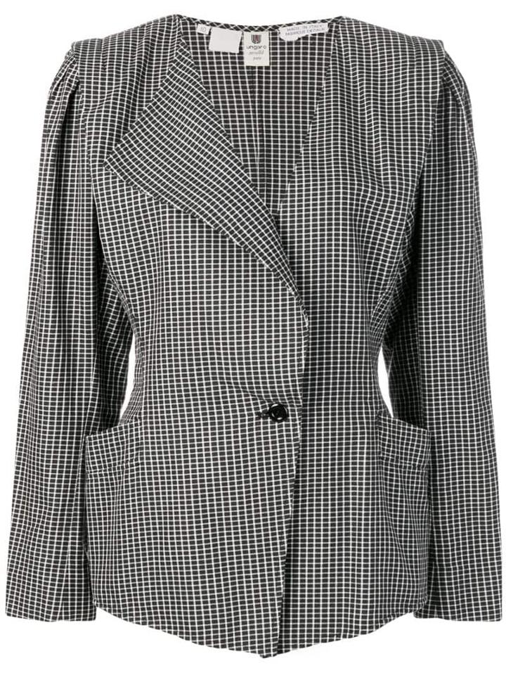 Emanuel Ungaro Pre-owned Single Breasted Check Blazer - Black