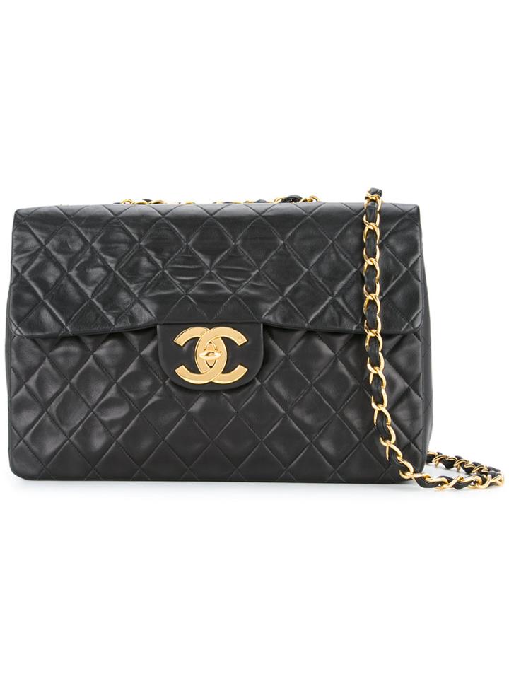 Chanel Vintage Jumbo Xl Quilted Shoulder Bag - Black