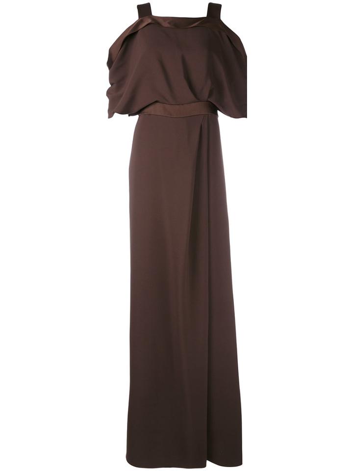 Max Mara - Cold Shoulder Dress - Women - Silk/polyamide/acetate/viscose - 38, Women's, Brown, Silk/polyamide/acetate/viscose