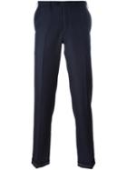 Brioni Plaid Tailored Trousers, Men's, Size: 52, Blue, Silk/wool
