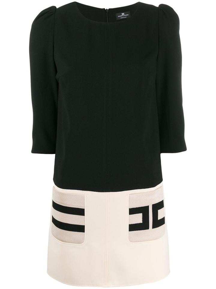Elisabetta Franchi Two Tone Shift Dress - Black