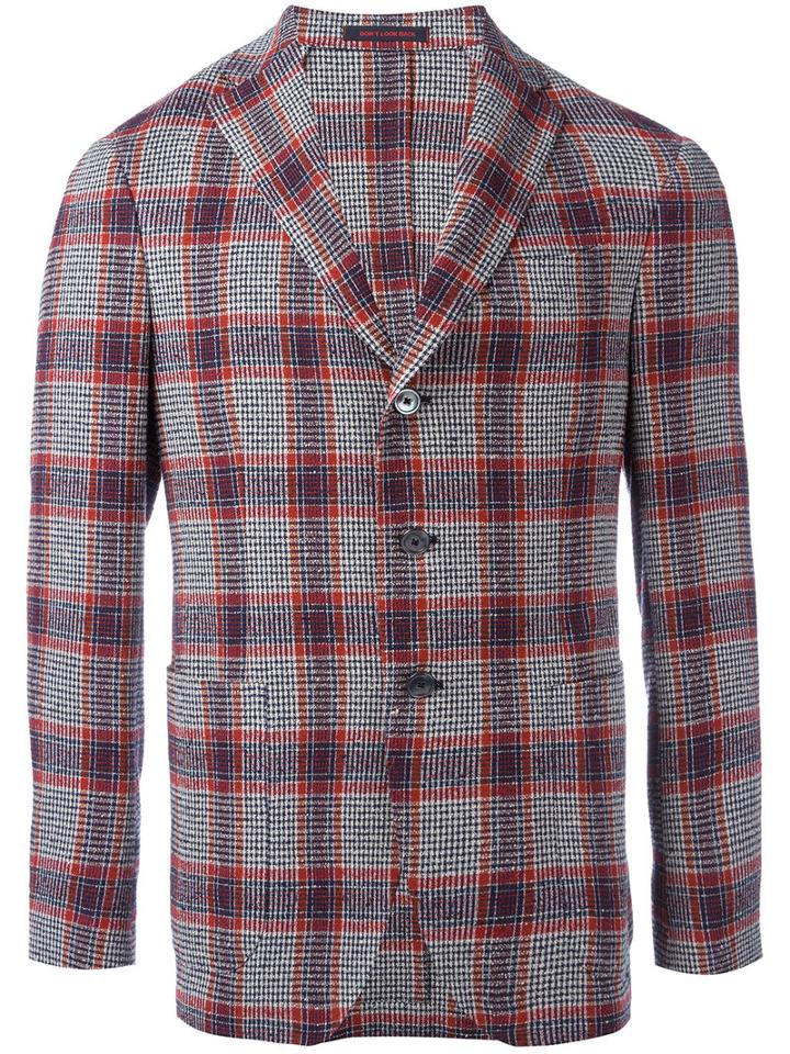 The Gigi Plaid Blazer, Men's, Size: 50, Black, Cotton/linen/flax/polyamide/viscose
