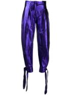 Attico High Waisted Metallic Trousers - Purple