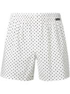 Dolce & Gabbana Polka Dot Swim Shorts, Men's, Size: 6, White, Cotton