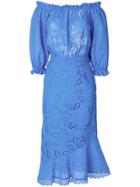 Saloni Embroidered Floral Dress - Blue