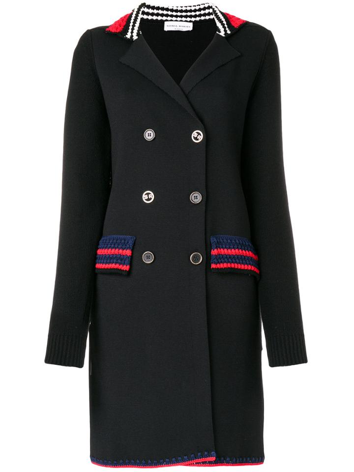 Sonia Rykiel Double-breasted Stripe Detail Coat - Black