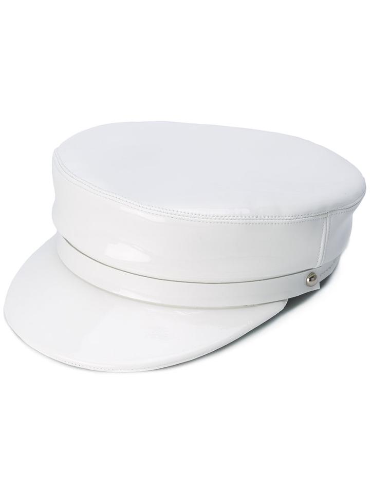 Manokhi - Leather Officer's Cap - Women - Leather - One Size, White, Leather