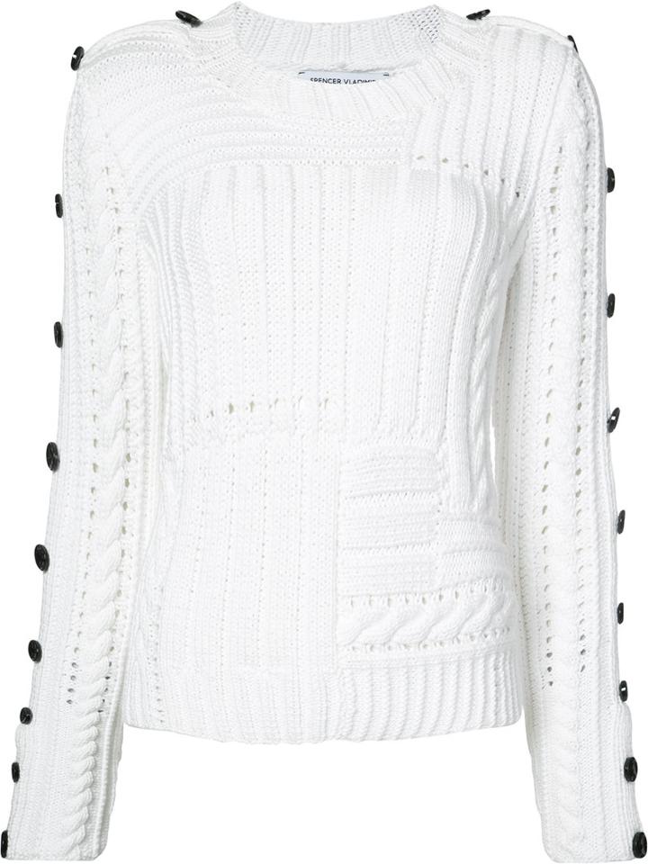 Spencer Vladimir Buttoned Sleeve Jumper, Women's, Size: Medium/large, White, Viscose/polyamide