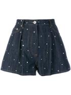 Miu Miu Embroidered Denim Shorts - Blue