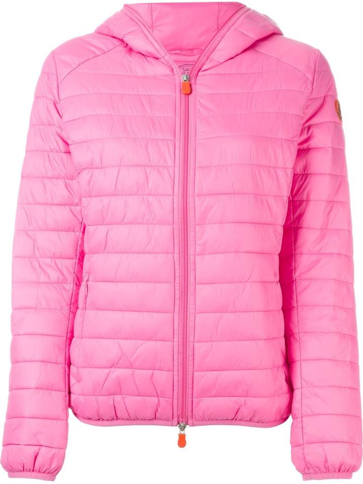 Save The Duck Logo Patch Puffer Jacket, Women's, Size: 3, Pink/purple, Nylon/polyester