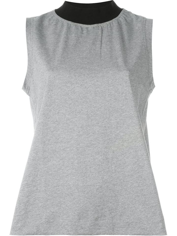 Marni Contrast Crew Neck Top, Women's, Size: 40, Grey, Cotton