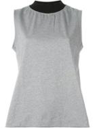 Marni Contrast Crew Neck Top, Women's, Size: 40, Grey, Cotton