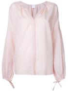 Cityshop - Striped Placket Top - Women - Silk/cotton - One Size, Pink/purple, Silk/cotton