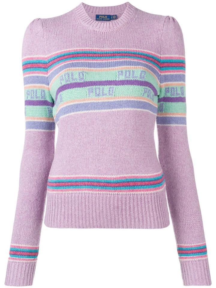 Polo Ralph Lauren Striped Logo Jumper - Purple