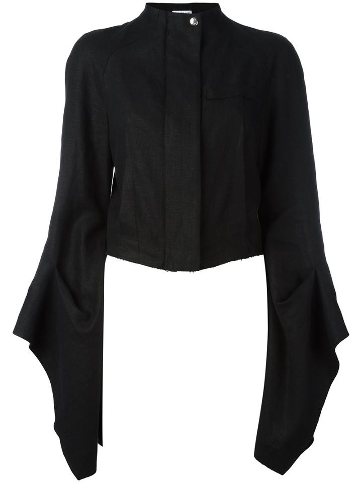 Loewe Extra Longsleeves Cropped Jacket, Women's, Size: 38, Black, Linen/flax