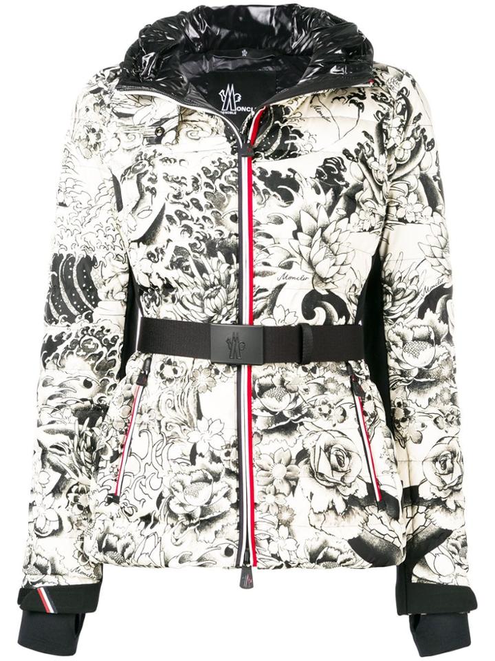 Moncler Grenoble Flowers Print Puffer Jacket - White