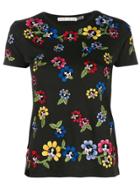 Alice+olivia Embroidered Floral T-shirt - Black