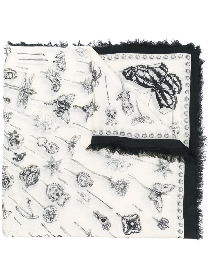 Alexander Mcqueen Multi-print Scarf - White
