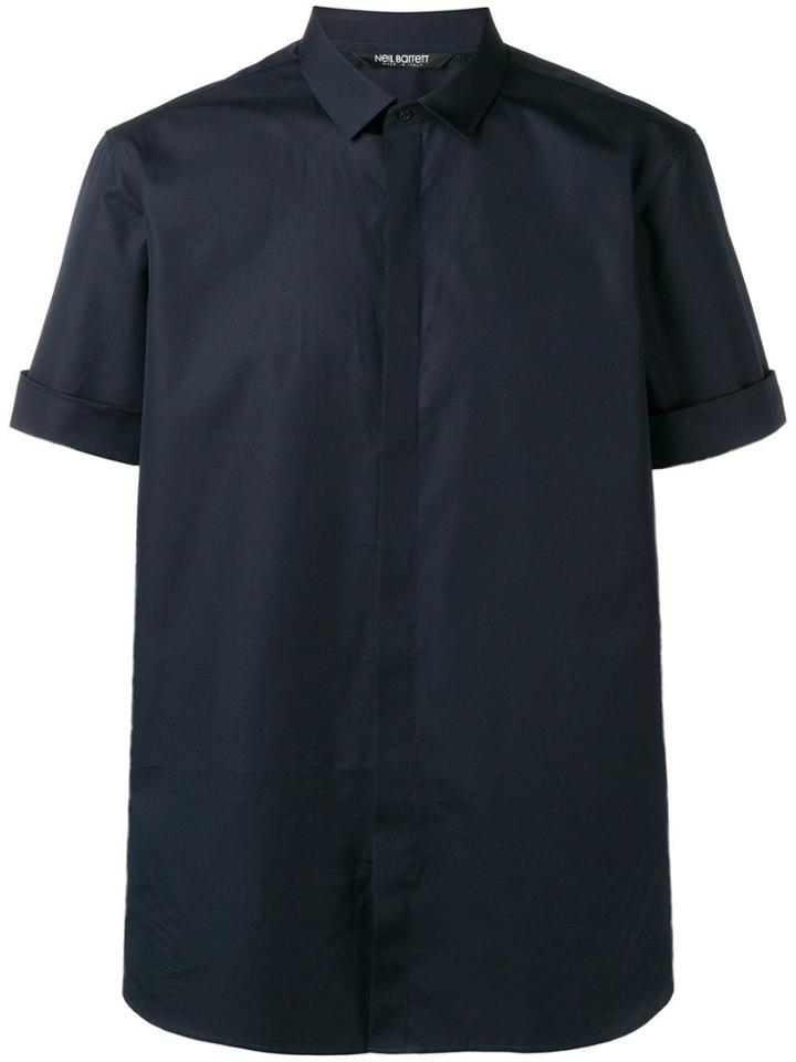 Neil Barrett Short Sleeve Formal Shirt - Blue