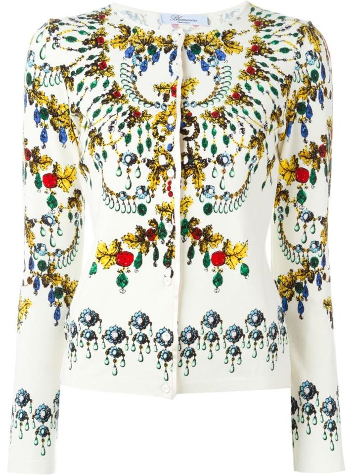 Blumarine Jewel Print Cardigan, Women's, Size: 42, Spandex/elastane/viscose/silk