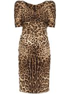 Dolce & Gabbana Leopard Print Midi Dress - Brown